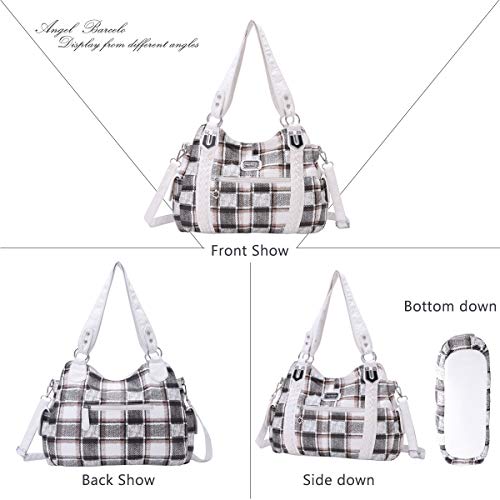 Angel Barcelo Roomy Fashion Hobo Womens Handbags Ladies Purse Satchel Shoulder Bags Tote Washed Leather Bag White