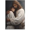 FireDeer Christ Jesus Smile Poster Hugging A Woman Painting Bible Religious God Canvas Wall Art Catholic Picture for Bedroom Church Decor 02-comfort,16x24inch-Unframe