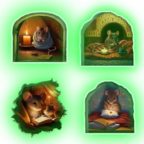 Vinilo Decorativo Ratón 3D Brilla en la Oscuridad Pack x4