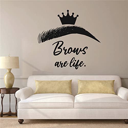 Uilmniy Beauty Eyebrow Brows Wall Decor Sticker Living Room Crown Eyelashes Brows Are Life Quotes Wall Decal Vinyl Adshive Mural Afn38 #TOP5