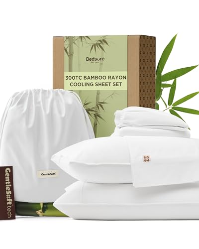 Bedsure Cooling Sheets, Rayon Derived from Bamboo & Cotton Blend,...