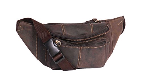 Bumbag en véritable cuir marron HLG374 avec ceinture réglable pour homme et femme
