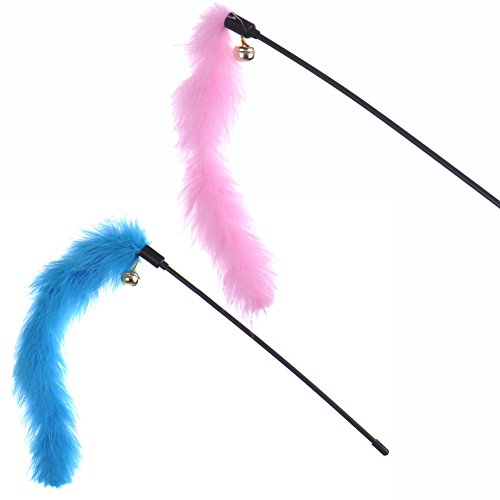 Funny Birds Flying Feather Toys Cat Teaser Toy Color Random