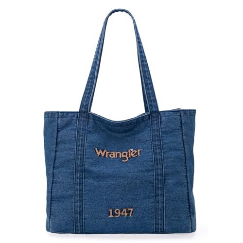 Montana West x Wrangler Denim Tote Bag Retro Jean Hobo Bag Casual Shoulder Purses for Work Travel WG291-8317JN