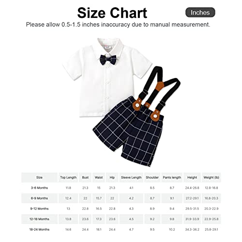 Patpat Baby Boys Gentleman Outfits Suits Short Sleeve Bowtie Shirt And Suspender Shorts Infant Toddler Boy Suit Blue 18-24 Months #TOP6