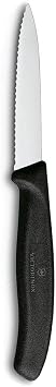 Victorinox 3.25 Inch Swiss Classic Paring Knife with Serrated Edge - Dishwasher Safe Non-Slip Handle, Spear Point, Black