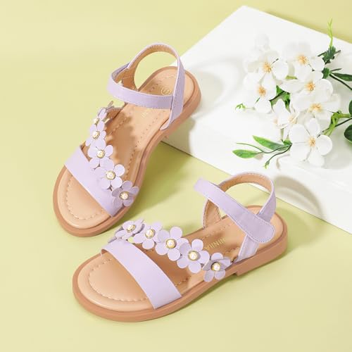 Image of PANDANINJIA Girls Sandals Open Toe Summer Flats Dress Shoes