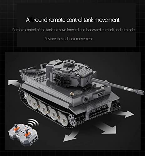 RC Panzer Modellbausätze 2,4 GHz RC World War II Classic Tiger Panzer Modell Set, 925 Stück Bausteine kompatibel mit… – Bild 3