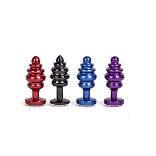 Anal plug aluminium noir métallique avec base évasée de sécurité