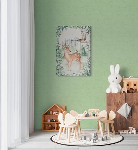 A.S. Création Lilly & Luis Non-Woven Wallpaper Solid Colour in Green - 10,05 x 0,53 m Wallpaper for Kids - 771788 - Image 2