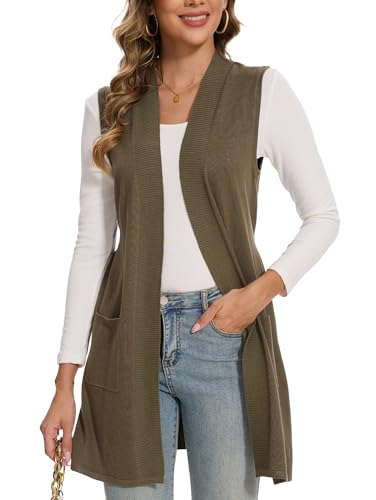 Image of Beautiful Nomad Sleeveless Cardigans for Women Long Sweater Vest