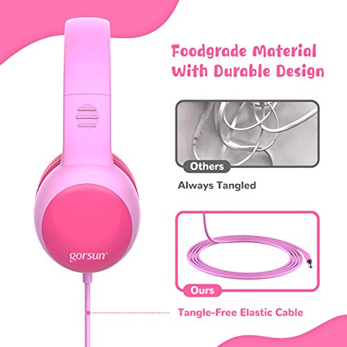 Image of Kids Headphones with Limited Volume, Cat Ear Toddler Headphones, Wired Headphone Over Ear for Boys and Girls,Stereo Sound Foldable 3.5mm Headset for Children
