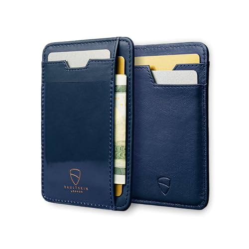 Vaultskin Brixton Tarjetero de Piel con Ventana para DNI, Diseño Slim con Bloqueo RFID para Hombre y Mujer (Azul Real)