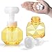 FORMIZON 2 Botellas Dispensador de Jabón Botella con Bomba, Rellenable Creativos Envase Dispensador Espuma Dispensador Jabón con Forma Flor, Botellas de Burbujas para Limpiador Baño Cocina (Amarillo)