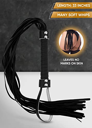 Ridin Leather Crop 18" Faux Leather Whip 33" Equestrian Set - Leather Horse Riding Set - Horse Training Whip Play #TOP2