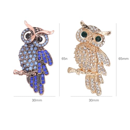 Set of 5 Pieces Cute Animal Theme Multicolor Crystal Owl Pin Brooches Rhinestones Decoration for Daily Dress Wedding Party2