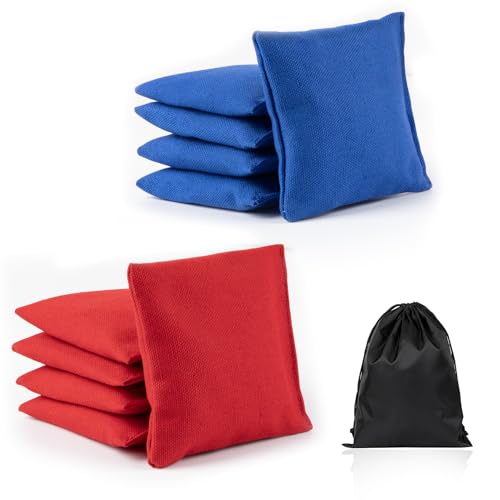 10 Stück Cornhole Säckchen 10X10cm Bean Bag Wurfspiel Set für Kinder Fun Sports Games Sitzsack für Partyspiele Corn Hole Wurfsäckchen Sitzsäcke Outdoor Spiel für Jungen und Mädchen (Blau + Rot)