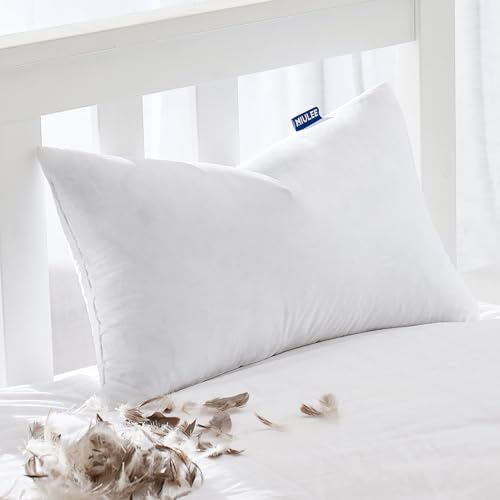 Image of MIULEE Feather Pillow Insert 12x20, Throw Pillow with Cotton Cover | Fluffy and Plump, Decorative Pillows for Sofa Bed Couch, Double-Layer Down-Proof Cotton Cover