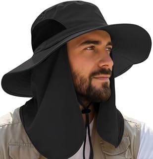GearTOP Wide Brim Sun Hat Men & Women, UPF 50+ Boonie Fishing Hiking Hat | Choose with or without the detachable neck flap, wide brim, UPF 50+ blocks 98% of UV, foldable, machine washable