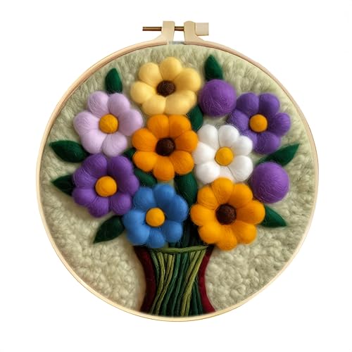 Image of Wonafa DIY Wool Needle Felt Starter Kit, Beginner Needle Felt Kit with Wool Felt Bag, Felts Needles, Photo Frame, Foam Mat, Felts Cloth and Instructions for Home Decor, Art Crafts (Style 8)