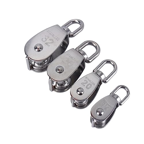 1 PCS Stainless Steel Pulley M15/M20 M25 M32 M50 Single Wheel Swivel Lifting Rope Pulley Set Lifting Wheel Tools(M15)