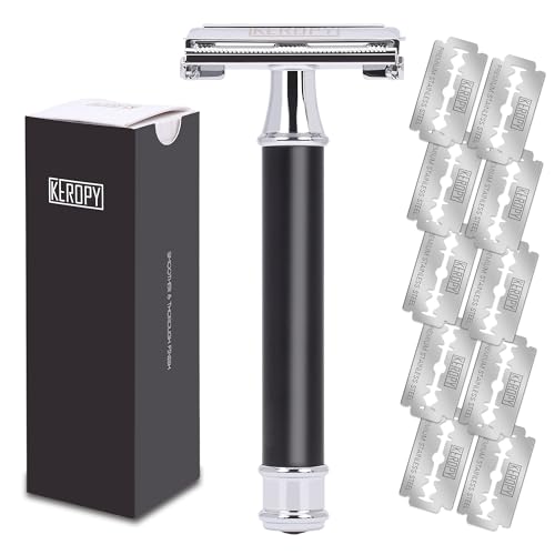 Keropy Mens Safety Razor, Heavy Weight Short handle, Black Matte