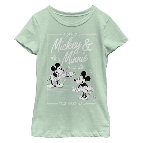 Disney Characters Mickey Minnie Music Cover Girl's Heather Crew Tee