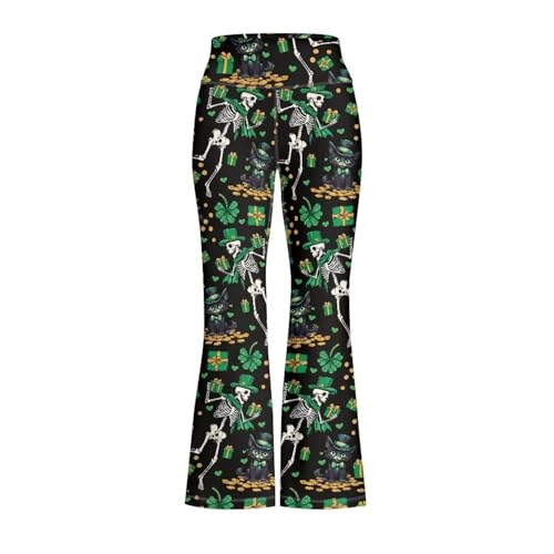 St Patricks Day Flare Pants for Girls 5-14 Years High Waisted Yoga Leggings Kids Bell Bottoms Slim Bootcut