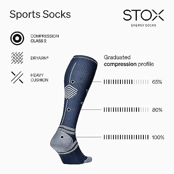 STOX Energy Socks - Sportsokken voor Mannen - Premium Compressiesokken - Voorkom Blessures & Spierpijn - Sneller Herstel - Minder Vermoeide Benen - Extra Comfort - Verdikt Voet en Hielstuk