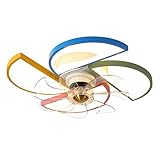 TZKUA Lindo Ventilador de Techo para habitación de niños con Molino de Viento con lámpara y Control Remoto, Ventilador de Techo Colorido