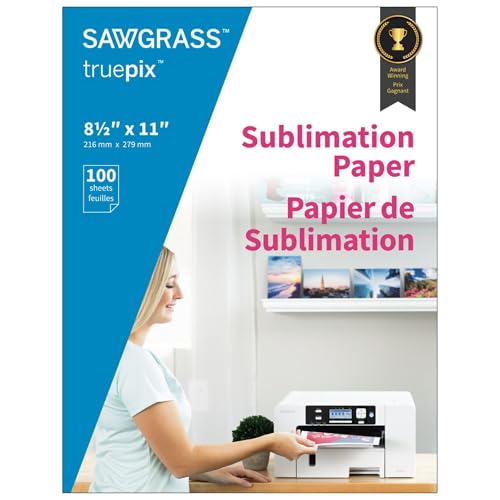 Sawgrass TruePix Sublimation Paper - 8.5 x 11 Inches, 100 Sheets, Heat Transfer Paper for SG500 & SG1000 Sublimation Printers - Works on Hard & Soft Substrates - Vivid Colors