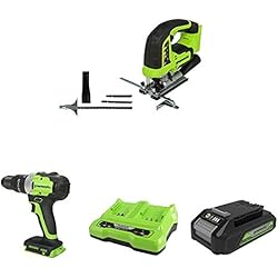 24V Brushless Jig Saw & 24V Cordless Drill/Screwdriver GD24DD65 & Battery G24B2 2nd Generation & 24V 2A Dual Slot Universal Charger