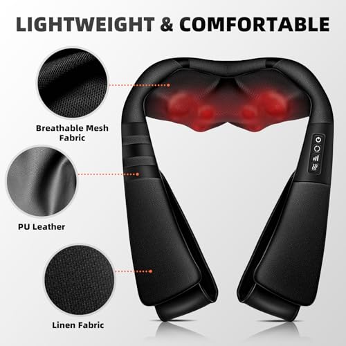 WERTYI Neck and Shoulder Massager with Heat, Deep Tissue Shiatsu 3D Kneading Massager for Neck, Back, Waist and Leg, at Home and Office, Birthday Gifts for Women and Men (Black) - Image 4