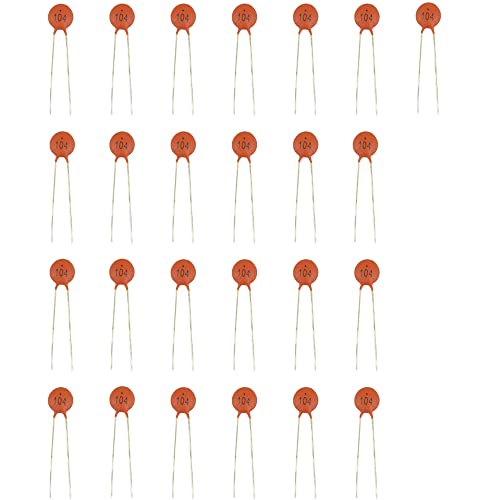 risingsaplings 25pcs 100nF 0.1uF 104 50V +-20% M Low Voltage DIP Ceramic Disc Capacitors