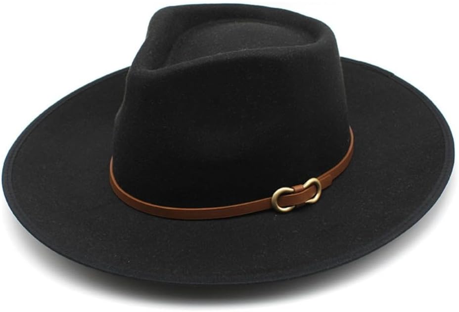 Tan Felt Western Cowboy Hat with Leather Band, Wide Brim, Adult, Classic Style