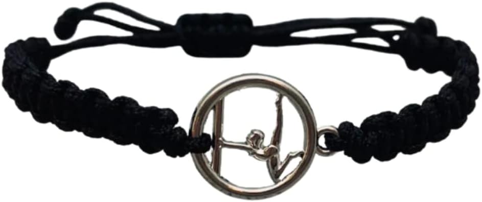 Gymnastics Charm Bracelet – Adjustable Black Rope Jewelry for Gymnasts, Teams, and Coaches – Gymnastics Accessories and Sports Gift for Athletes