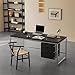 Computer Desk Modern Home Office Desk with Stainless Steel Frame, Industrial-Style Writing Workstation with Hanging File Cabinet Home Office Desks(S)