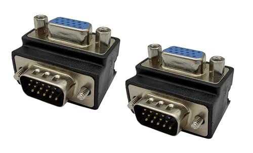 Adaptador VGA de 90 grados con conector DB15 de 15 pines y chasis reforzado de alta densidad