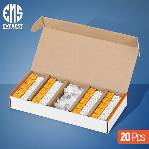 Image of Everest 90 Degree RJ45 Cat6A Keystone Jacks Slim Profile 20-Pack Yellow | Compatible with 90 Angled Speed Termination Tool - easyJACK (B094WB91H3)