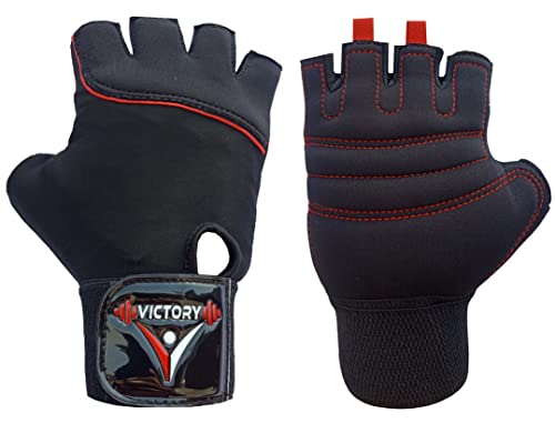 Victory Gym Gloves for Men with Wrist Support Accessories, Gym Gloves for Women for Weightlifting, Gloves for Gym Workout for Training, Exercise, Cycling Gloves, Bike Sports Gloves (Red)
