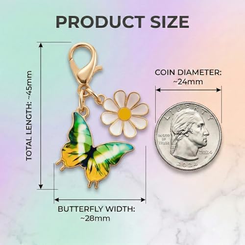 ZJO 12pcs Butterfly Daisy Stitch Markers for Crocheting Knitting, Cute Enamel Zipper Pull Charms for Jackets Backpacks Purses, Decorative Knitting Notions, Crochet Supplies Gift (Assorted Colors) by ZJO - Used condition - Image 3