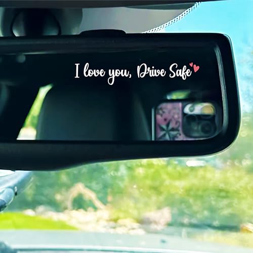 Image of Set 3Pcs I Love You Drive Safe Mirror Decal Inspirational Safety Decals Lover Positive Water Bottle Laptop Stickers Vinyl Waterproof 4x0.5 Inch Car Decals Gift for Girl Mom Dad Friend