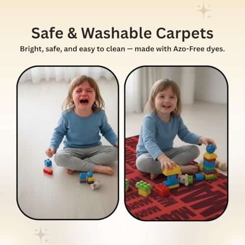 Image of Athom Living Red Marvel Runner Carpet 2x4.5 Ft, Soft Printed Mat with Anti-Skid Backing, Durable Washable Runner for Kids Bedroom, Play Area & Playroom Decor