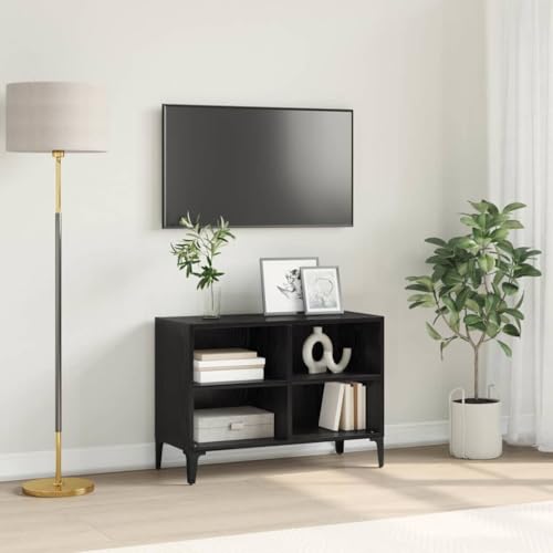 SooIarix Mueble de TV negro de madera con estante de 69,5 x 30 x 50 cm, montaje en pared, aparador para sala de estar, diseño robusto