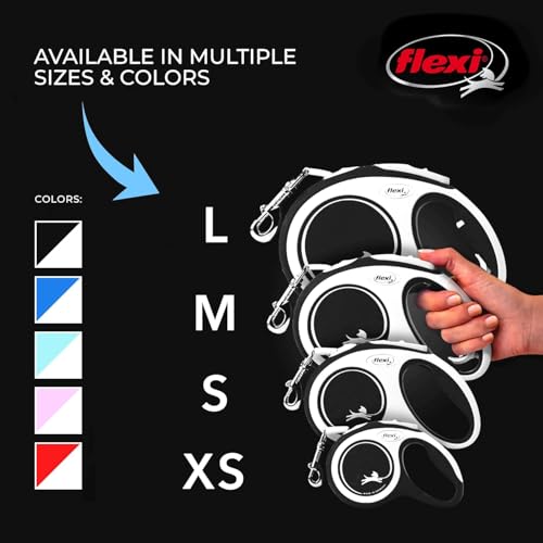 Flexi New Comfort einziehbare Hundeleine (Band), ergonomisch, robust und verhedderungsfrei, für Hunde bis zu 15 kg, 5 m, Größe S, Grau/Schwarz