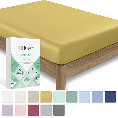 California Design Den Gold Queen Fitted Sheet Only - 600 Thread Count 100%