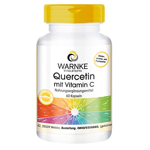Quercetine met vitamine C - 500mg Quercetine per dagdosis - hoge dosering & veganistisch - 60 capsules - Gemaakt in Duitsland