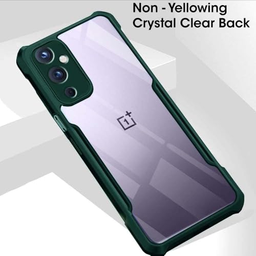 Image of WOW IMAGINE Shock Proof Clear Transparent Back Case Mobile Cover for 1+OnePlus 9 (Hard | Hybrid PC + TPU | Full Armour Device & Camera Protection | Camo Green)