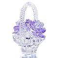 H&D HYALINE & DORA Crystal Flower Basket Figurine Collectable Ornaments Home Decor Tabletop Centerpiece Gift for Lady,Purple Color