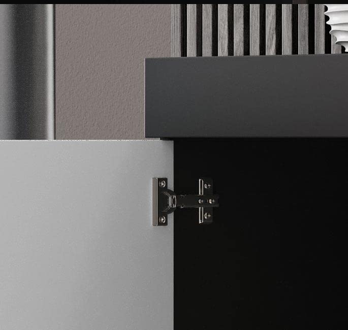 Credenza Soggiorno Natolia 150cm - Mobile TV Con LED, Melamina Opaca Bianco E Nero - Foto 6